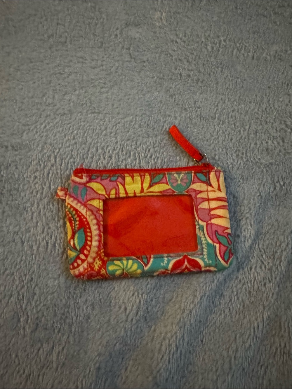 Vera Bradley Multicolor Floral ID Zip Pouch with Red Accents